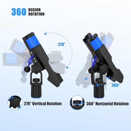 VEXPLO Track Mount Kayak Rod Holder, Fishing Pole Holder for Boat 2 Pack | Secure Dual T-bolt Kayak Fishing Rod Holder with Bungee Cords for Kayak & Canoe,Versatile Rail /Deck Top/Side Mount Options