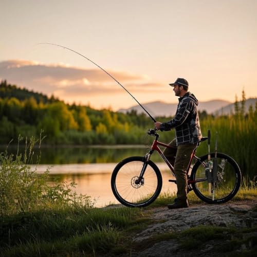 2-Tubes Fishing Rod Holder for Bike, Bike Fishing Pole Holder and Carrier,Rod Rack for Bicycle Fishing,Easy to Mount