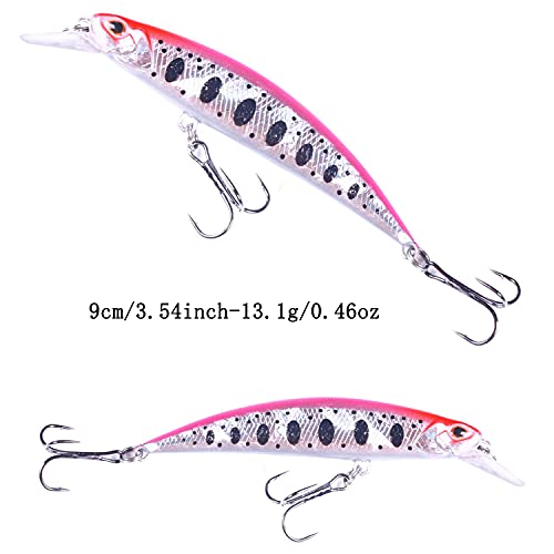 Jerk Baits for Bass Fishing, Jerkbait Fishing Lures, Minnow Lures Jerk Bait for Freshwater/Saltwater Fishing Lures for Trout Pike, 5pcs/10pcs with Box - color: H:3.54in/0.46oz/5pcs