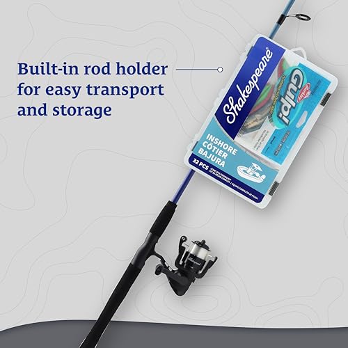 Shakespeare Catch More Fish Spinning Reel and Fishing Rod Combo with Kit - color: Inshore, style: 2024 Model