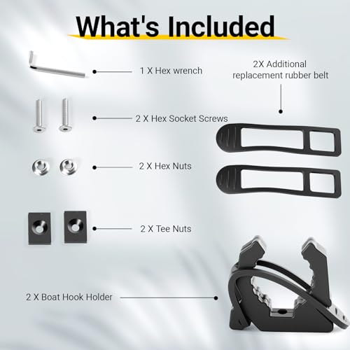 Quick Release Boat Hook Holders with Rubber Spring Strap,Marine Holder from 1''to 2" in Diameter for Boat Hook, Paddle Holder, Boat Net, Oar Mounts, Gaff, Push Pole, Anchor Pole - size: 2 Pcs
