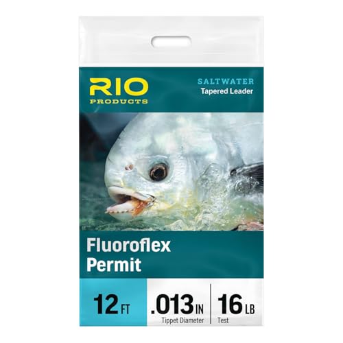RIO Products Fluoroflex Permit Fly Fishing Leader, 12ft Fluorocarbon Leader for Saltwater Flats, Stealthy Presentation, Abrasion Resistant, Hand-Tied Loop - size: 12ft