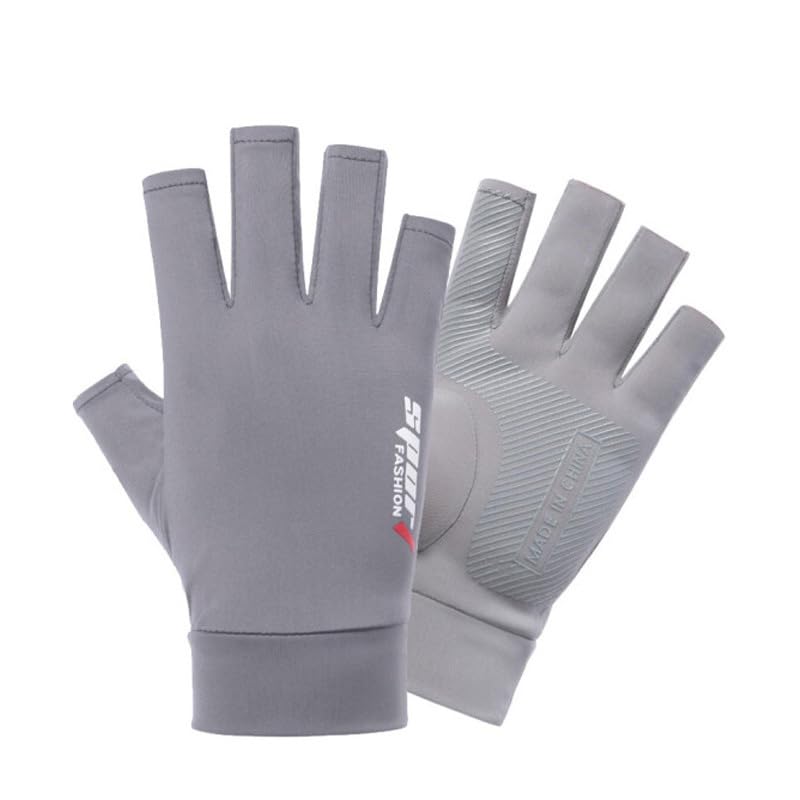 Anti-Slip Strips Cycling Gloves for Men/Women Half Finger UV Protection Driving Glove for Outdoor - color: grey
