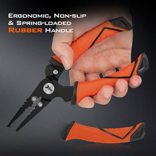KastKing Paradox Fishing Pliers, Angled Fish Lip Gripper, Saltwater Resistant 420 Stainless Steel Fishing Tools, Fishing Pliers Hook Remover with Ergonomic Handle, Fishing Gifts for Men - style: A:7.5" Split Ring