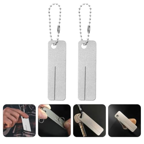 2pcs Portable Fishing Hook File Tool with Corundum Material and Chain, High Efficiency Sharpening Tool for Fishing Trips and Outdoor Activities, Precise Edge Hook Sharpener