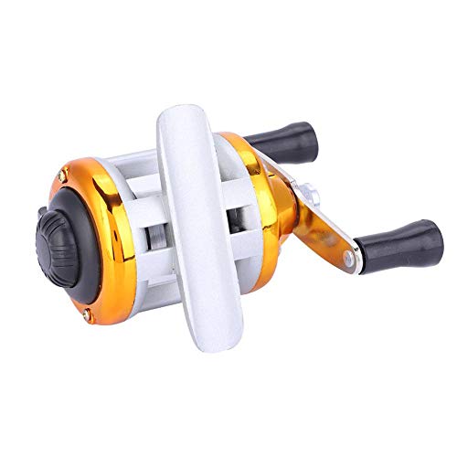 Portable Fishing Reel, Solid Construction Smooth Corrosion-Resistant Ice Fishing Wheel, Perfect for Outdoor Fishing Such As River Ice Fishing(Golden)