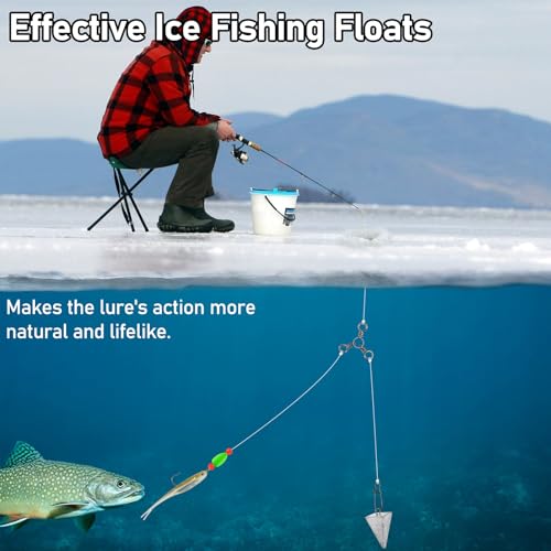Alwonder 60-Pack Fishing Floats Bobbers Oval Bullet Foam Rig Floats Pompano Surf Ice Fly Fishing Trolling Fish Finder Bottom Live Bait Rigs Float for Bass Trout Walleye Crappie Redfish Bluegill - color: Red Yellow, size: Small-0.27*0.5"