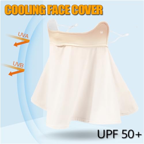 WRELS UPF 50+ Unisex Breathable Cooling Face Cover Sun UV Protection Earloop Neck Gaiter Scarf for Summer Outdoor Activities - color: Beige+skin