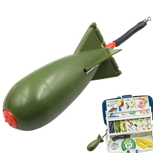 Fishing Bait Feeder | Carp Fishsing Feeder with Rocket Shape | Spod Bombs | Float Lure Bait Holder Container, Spomb Pellet Feeders for Fishing Accessories - color: Green