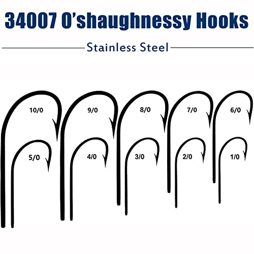 Saltwater Fishing J Hooks O'Shaughnessy Forged Extra Strong Stainless Steel Trolling Sea Bass Striper Snapper Fishing Hooks, Size 1/0-10/0 - size: 8/0-30pcs