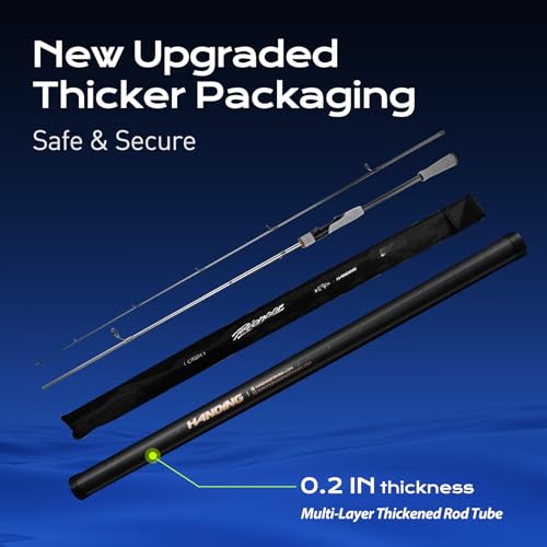 HANDING Pioneer Fishing Rod 2-Piece Baitcaster Rod & Spinning Rod | Ideal for Bass Trout Walleye Freshwater All-Purpose Rod. 24T Carbon Fiber EVA Handle Titanium Oxide Guide Rings - size: 8' - M - Moderate Fast-2pcs