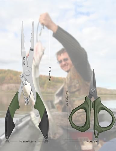 Fishing Tools Kit, Fishing Pliers,Fishing Scissors, Fishing Line Cutter for Braided Fishing Line,Fishing Gear with Lanyard - color: 8"Fishing Pliers Green