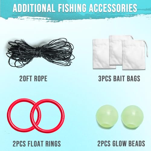 Fishing Bait Trap Crab Trap Minnow Traps, Foldable Net for Blue Crabs Lobster Shrimp Crawfish with Rope and Crabbing Equipment - color: Black-1 Pack, size: 8 Holes-25.5" x 9.4"