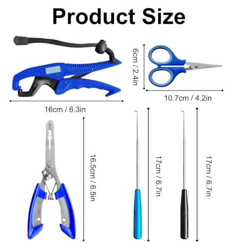 BATHRINS 5 Pcs Fishing Tool Kit with Fishing Pliers, Floating Fish Lip Gripper, Fishing Braid Scissors and Fish Hook Removers