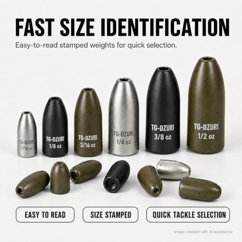 Tungsten Bullet Fishing Weights - Insert Free Worm Sinkers for Bass Fishing, Ultra Sensitive Texas & Carolina Rig Weights, Flipping & Pitching, 1/16, 1/8, 3/16, 1/4, 3/8, 1/2 oz, 5-12 Pack | 3 Colors 1/16-1/2oz Fishing Sinkers for Texas Rig, Carolina Rig,