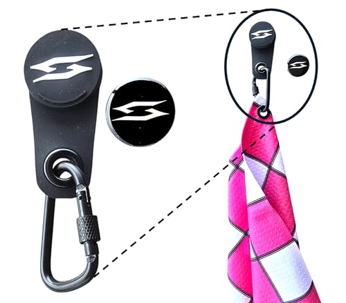 CaddyMag Magnetic Golf Towel with Carabiner & Ball Marker – Get A Towel with Powerful 15lb Magnetic Attachment for Golf Carts and Golf Clubs Putter - color: Magnetic Holder