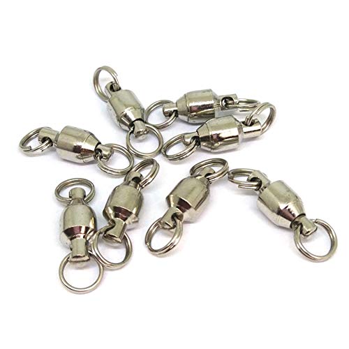 25/50pcs Ball Bearing Swivel Fishing Stainless Split Ring Fish Hooks Connectors for Saltwater 7LB-132LB - size: 8#-1.38"/88LB- 25PCS
