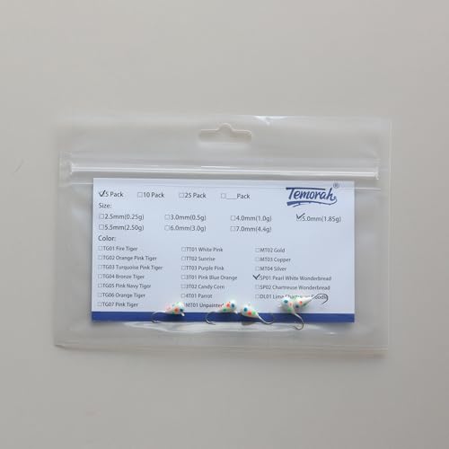 5 Pieces 3.0-6.0mm Teardrop Tungsten Ice Jig - color: SP01 Pearl White Wonderbread Glow, size: TIJ02 4MM 5PCS