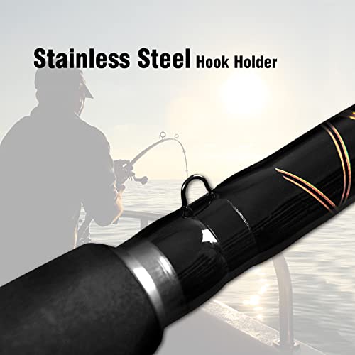 Portable Saltwater Offshore Heavy 3-Piece Travel Graphite Baitcasting Fishing Poles Casting Boat Jigging Trolling Conventional Rods with Rod Case Bag (6'/7'/8') - size: 6'