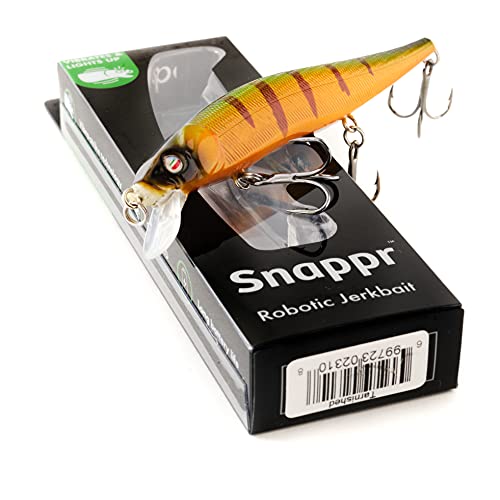 iBobber Snappr Natural Robotic Swimming Lure, Mega 117mm, Rechargeable LED Light, 4-6Ft Depth Slow Sinking Jerkbait for Bass, ReelSonar - color: Tarnished