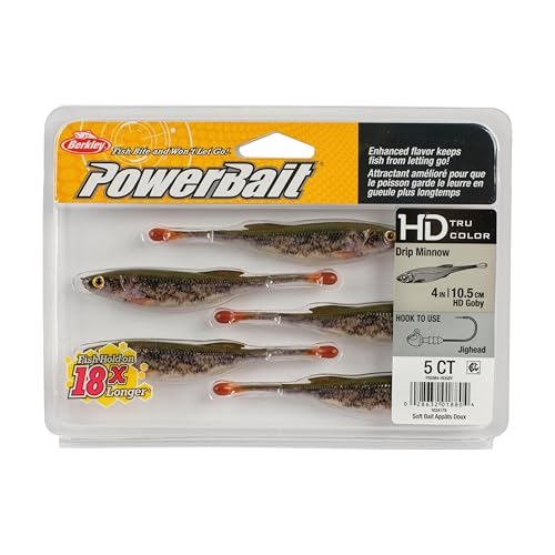 Berkley PowerBait Drip Minnow Fishing Soft Bait - color: HD Goby, size: 4"