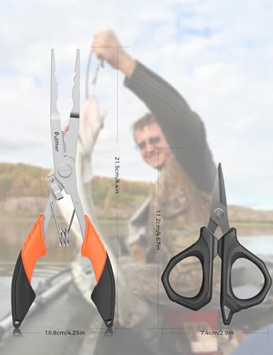Fishing Tools Kit, Fishing Pliers,Fishing Scissors, Fishing Line Cutter for Braided Fishing Line,Fishing Gear with Lanyard - color: 8"Fishing Pliers Orange