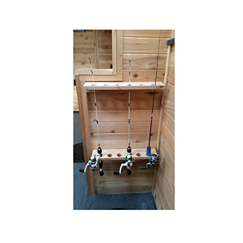 Cedar Made Ice Fishing Rod Rack Holder Wall Ceiling Mount