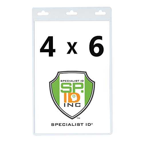 10 Pack - Premium 4X6 Inch Extra Large Badge & Credential Holders with Lanyards - for Special Events and 4 x 6 Tickets by Specialist ID (Black) - color: Black