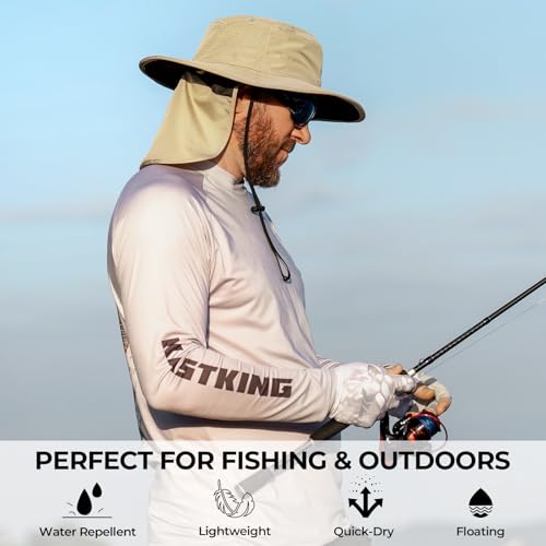 KastKing Sol Armis UPF 50 Boonie Hat - Sun Protection Hat, Fishing Hat, Beach & Hiking Hat, Paddling - color: Y: Nomad, size: With Neck Shield