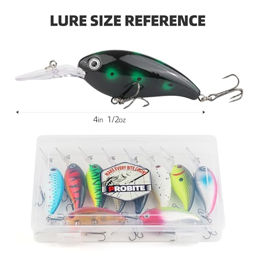 10Pcs Crankbait Fishing Lures Set, 4" - 1/2 oz Deep Diver with Built-in Sonic Vibrations, Fat Body Swimbaits with Sharp Treble Hooks for Bass & Trout, Freshwater/Saltwater