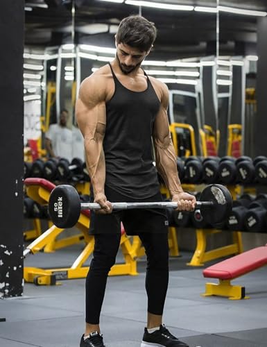 Muscle Cmdr Men's Bodybuilding Stringer Tank Tops Y-Back Gym Fitness Workout Training Running T-Shirts Athletic Quick Dry Top - color: 0black*3ps, size: Medium