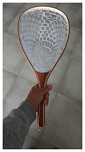Fish Net Fly Fishing Landing Net Wooden Handle Rubber/Nylon Landing Handle Trout Mesh Fish Catch Release Scoop Fishing Tool Dip Net (Color : Nylon) - color: Nylon