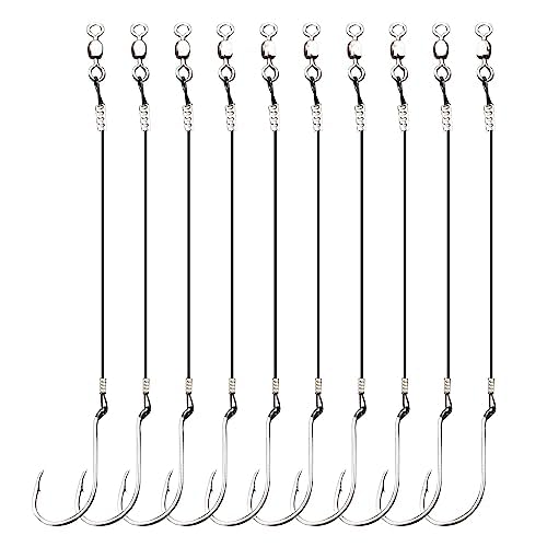 Circle Hooks Rigs,Steel Catfish Hook Rig,Octopus Fishing Hook with Leader,Fishing Circle Hook Wire for Saltwater Freshwater - size: 7/0-28pcs