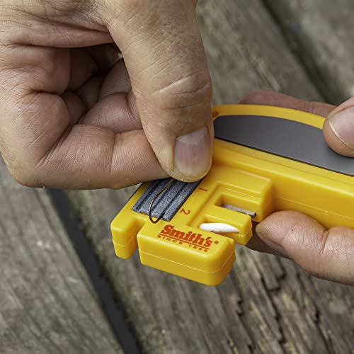 Smith's 50729 Deluxe Fillet Knife & Hook Sharpener - Portable Outdoor Tool - Multiple Sharpening Grooves - Line Cutter - Pocket Knives & Straight Blades - Lightweight & Durable - Fishing Hook