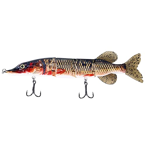 Large Multi Jointed Fishing Lures Bait,Big Giant Fishing Bass Lures,Crankbaits Swimbaits with Treble Hook - color: B1-10.24",3.8oz