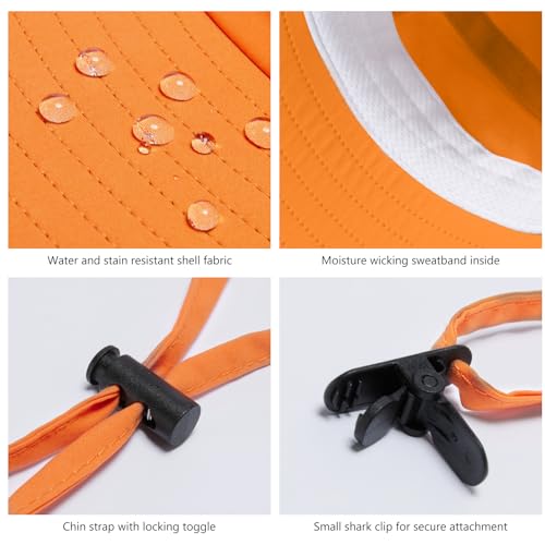 UPF 50+ Foldable Sun Hats Wide Brim with Large Neck Flap for Men Women UV Protection Gardening Fishing Beach Hat - color: Orange