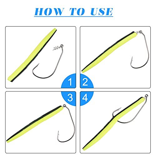 Twistlock Fishing Hooks,50pcs Bass Fishing Worm Hooks with Centering Pin Spring Unweighted Swimbait Hooks for Soft Plastics Lure Baits Saltwater Freshwater Size 1/0 2/0 3/0 4/0 5/0 - size: (3/0 + 5/0)-50pcs