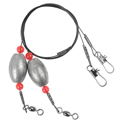 Saltwater Bottom Fishing Rigs Carolina Rig with Stainless Steel Wire Leader Egg Sinkers Surf Fishing Ready Rigs for Flounder, Striped Bass, Snapper, Grouper, Redfish, Drum 0.5–2 oz, 4Pcs - size: 0.5oz-4pcs