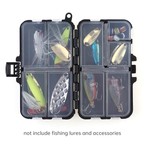 Mini Fishing Tackle Box, Small Fishing Accessories Storage, Double-Layer Lure Accessories Box, 9 Compartments (4.5 x 2.6 x 1.3 inch)
