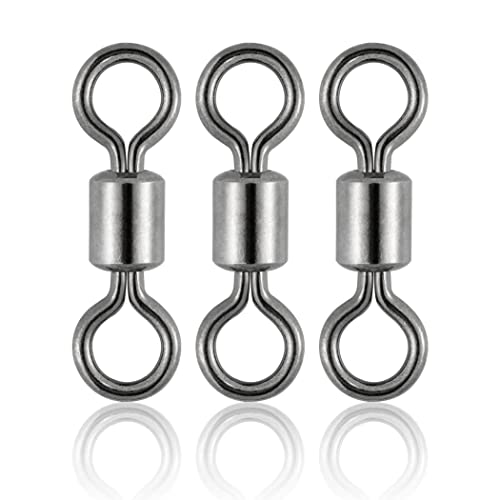 Dr.Fish 50 Pack Fishing Micro Swivels Fly Fishing Rolling Barrel Black Nickel Swivels High Strength Solid Rings Hook line Connector - size: 7mm(20LB)-50pk