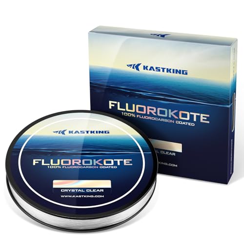 KastKing Fluorokote 100% Fluorocarbon Coated Fishing Line, Fluorocarbon Leader, Extreme Clarity,Fast Sinking,Shock Resistant, High Abrasion Resistance - size: 17LB(150Yard)