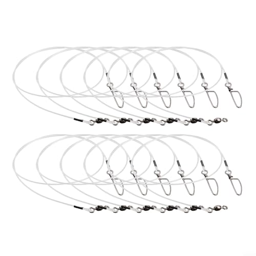 12pcs Fluorocarbon Fishing Leader Set for Saltwater Freshwater, 20LB-80LB, 6-24 Inches, Invisible Underwater, Abrasion-Resistant, Soft Strong Wire with Twists Snap - size: 6in-20lb