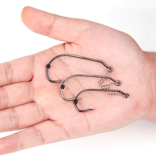 Weedless Swimbait Hooks with Screw Lock & Bait Stopper- 1/0 2/0 3/0 4/0 5/0 6/0 7/0 Sizes Worms Hooks for Bass Fishing - size: 6/0 - 30Pack