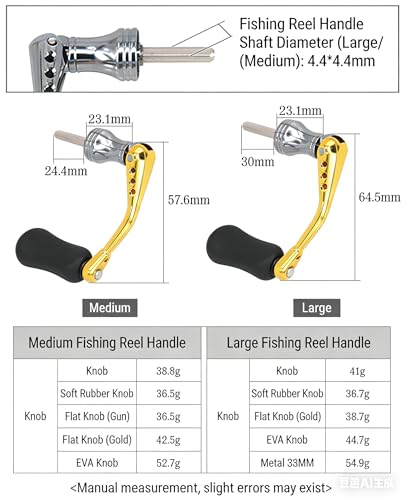 Fishing Reel Handle, Square Shaft Replacement Spinning Handle, EVA Reel Knob Power Handle Arm Grip - size: Large