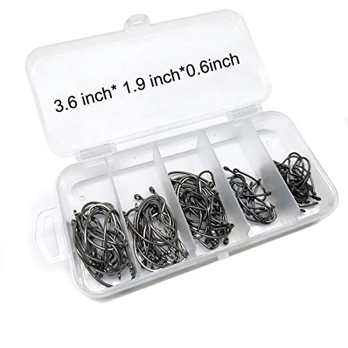 100pcs Carp Fishing Hooks Barb Sharp Catfish Hooks Set in Assorted Sizes 2# 4# 6# 8#