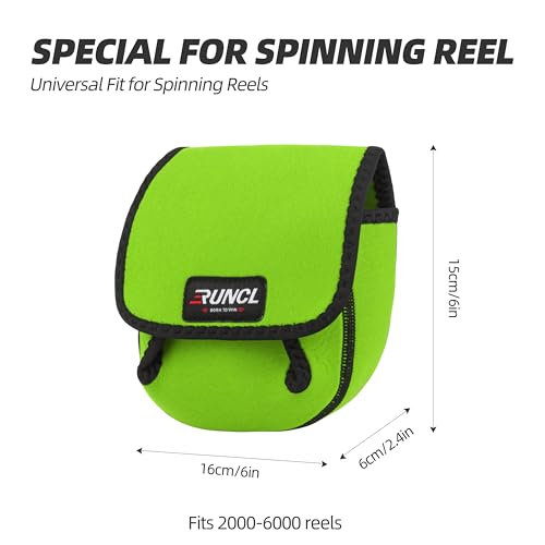 RUNCL Spinning Reel Bag – Protective Storage Pouch for Baitcasting Reels & Spinning Reels, Lightweight & Durable, Ideal for Freshwater & Saltwater Fishing Trips (Green & Black) - color: S-Green & Black