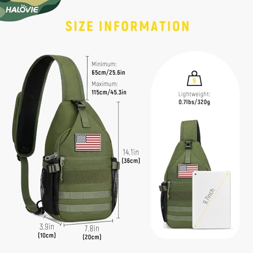 HALOVIE Anti-theft Sling Backpack RFID Crossbody Travel Daypack | Lightweight, Molle, Phone Pack, Hiking Trip Daily Use One Shoulder Bag, EDC Tactical Chest Side Pack Gift for Men - color: Army Green