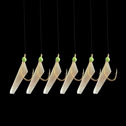 Fishing Bait Rigs Saltwater, 10Packs Surf Fishing Rigs with Fish Skin Feather Fishing Hooks Swivels Glow Beads Rigs Sea Bass Rigs Fishing Bait Lures - color: BVB, size: 6#