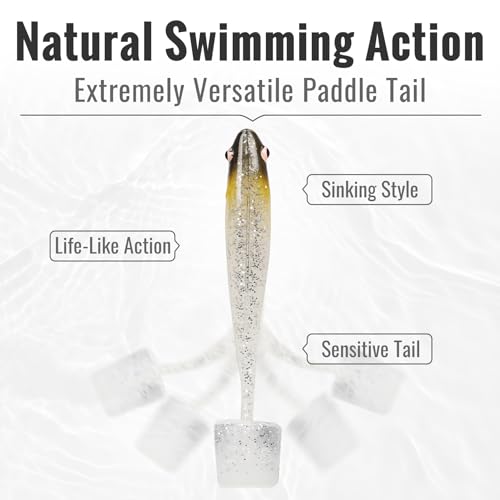 TRUSCEND Shadtale Easy Catch Soft Fishing Lures, Unique Vibration and Action for Various Rigs, Paddle Tail Swimbaits Trailer for Bass, Trout, Crappie, Walleye, Redfish, Saltwater & Freshwater Fishing - color: H-2.5",0.08oz,12pcs
