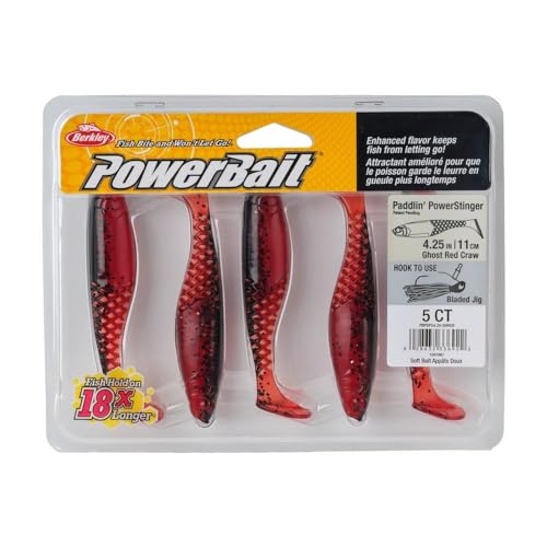 Berkley PowerBait Paddlin' PowerStinger Fishing Soft Bait - color: Ghost Red Craw, size: 4 1/4"